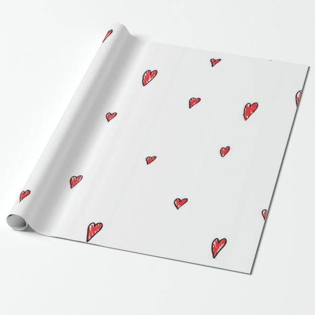 Hearts pattern wrapping paper (Unrolled)