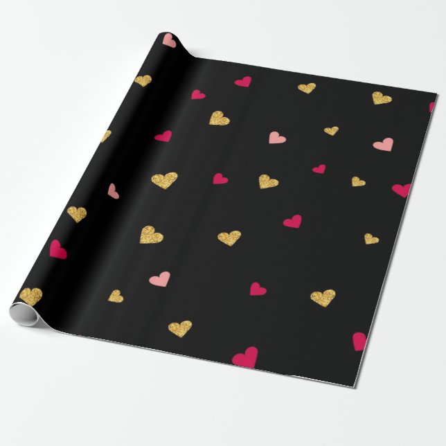 Hearts pattern wrapping paper (Unrolled)