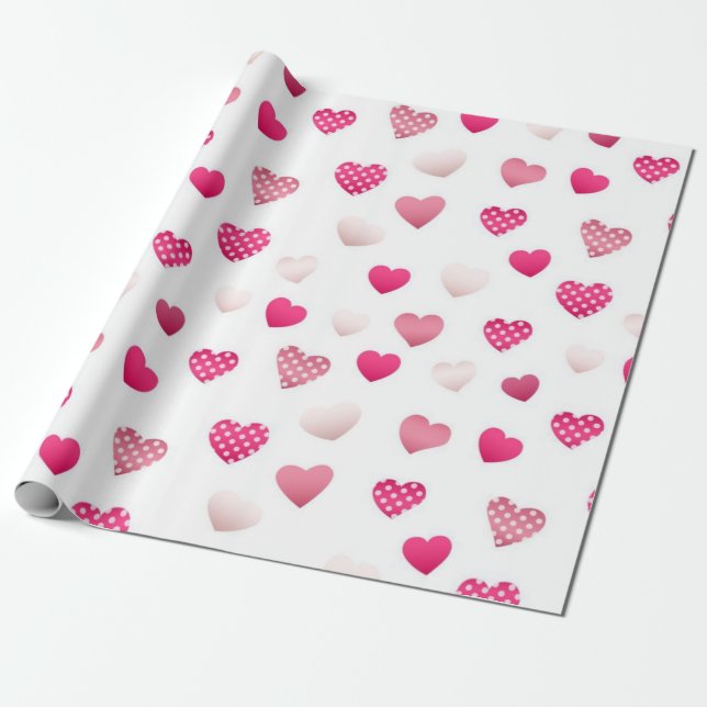 Hearts pattern wrapping paper (Unrolled)