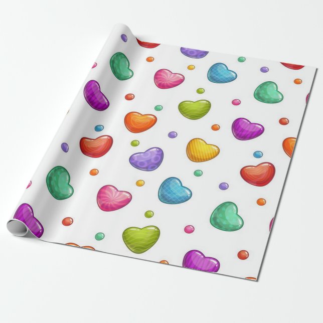 Hearts pattern wrapping paper (Unrolled)