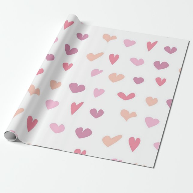 Hearts pattern wrapping paper (Unrolled)