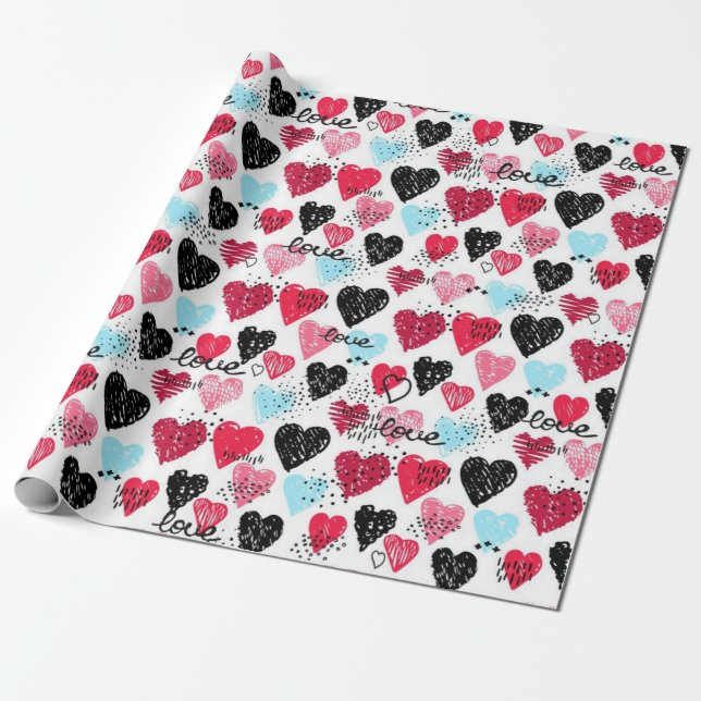 Hearts pattern wrapping paper (Unrolled)