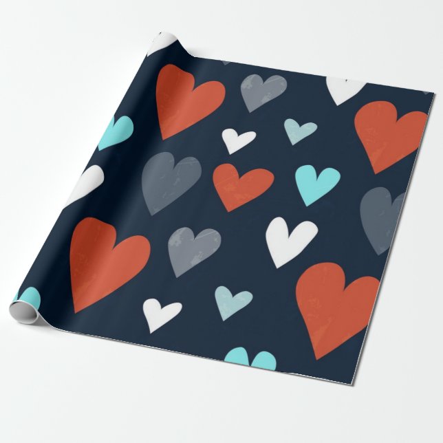 Hearts pattern wrapping paper (Unrolled)