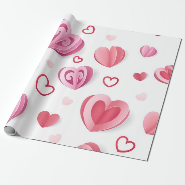 Hearts pattern wrapping paper (Unrolled)