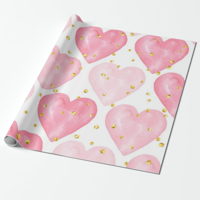 Hearts pattern wrapping paper (Unrolled)