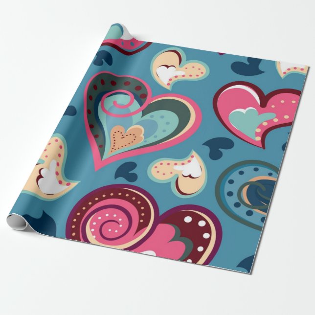 Hearts pattern wrapping paper (Unrolled)