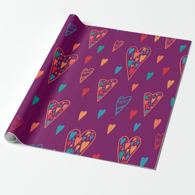 Hearts pattern wrapping paper (Unrolled)