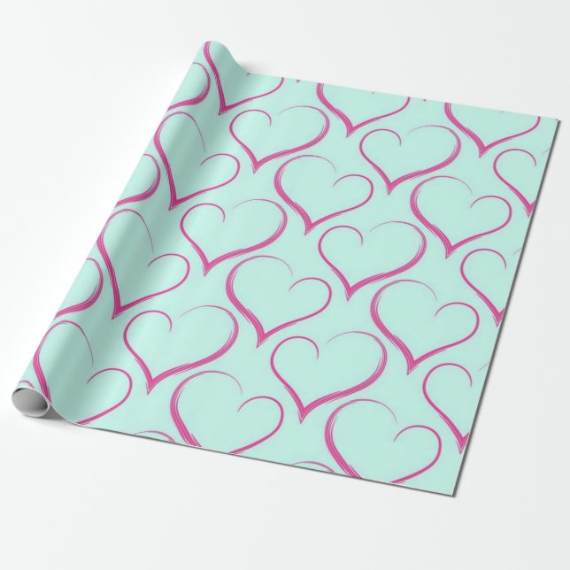 Hearts pattern wrapping paper (Unrolled)