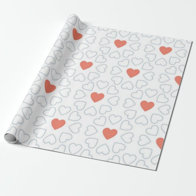 Hearts pattern wrapping paper (Unrolled)