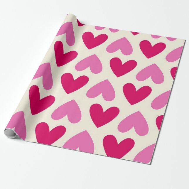 Hearts pattern wrapping paper (Unrolled)