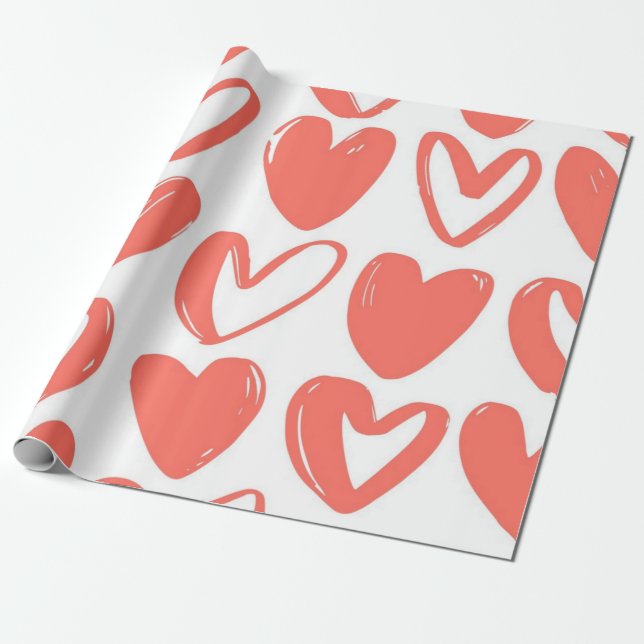 Hearts pattern wrapping paper (Unrolled)