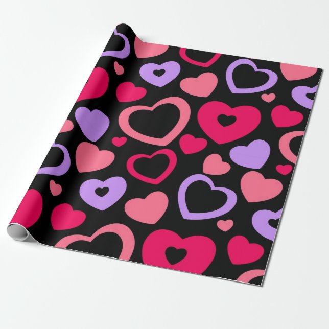 Hearts pattern wrapping paper (Unrolled)