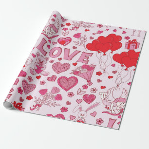 Hearts pattern wrapping paper