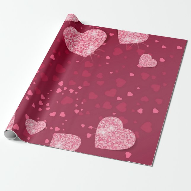 Hearts pattern wrapping paper (Unrolled)