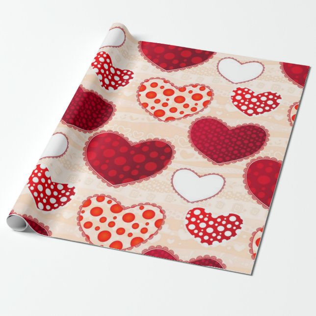 Hearts pattern wrapping paper (Unrolled)