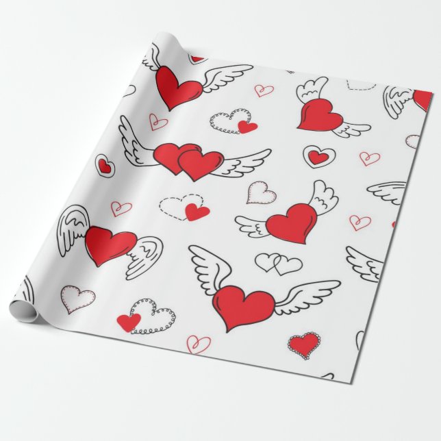 Hearts pattern wrapping paper (Unrolled)