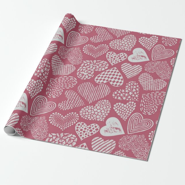 Hearts pattern wrapping paper (Unrolled)