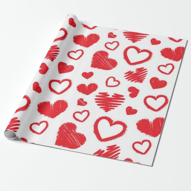 Hearts pattern wrapping paper (Unrolled)