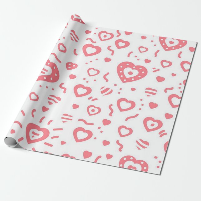 Hearts pattern wrapping paper (Unrolled)