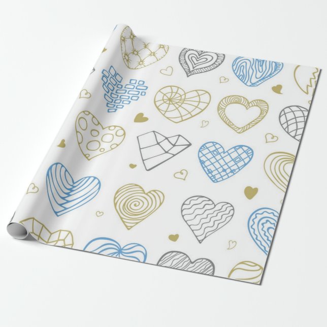Hearts pattern wrapping paper (Unrolled)