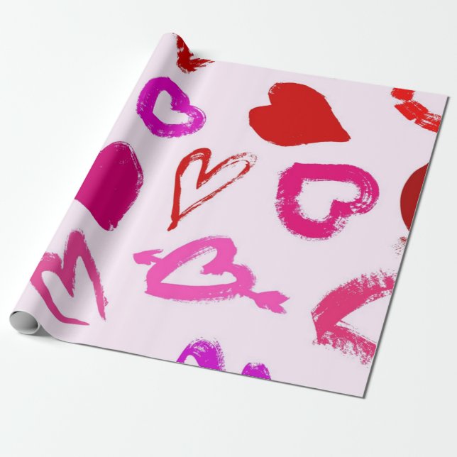 Hearts pattern wrapping paper (Unrolled)