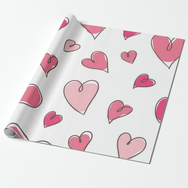 Hearts pattern wrapping paper (Unrolled)