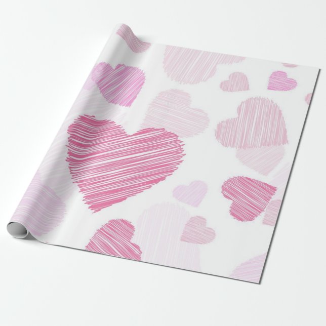 Hearts pattern wrapping paper (Unrolled)