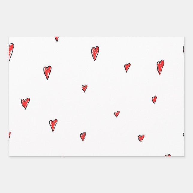 Hearts pattern wrapping paper sheet (Front)