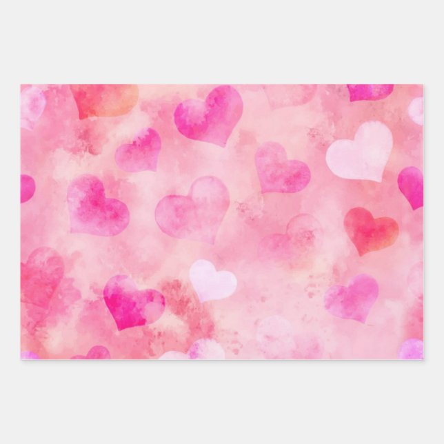 Hearts pattern wrapping paper sheet (Front)