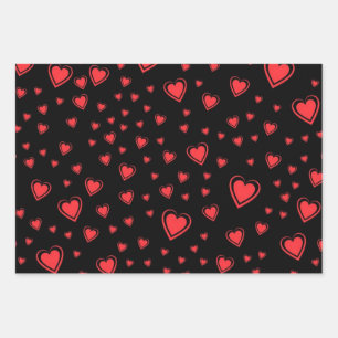 Hearts pattern wrapping paper sheet