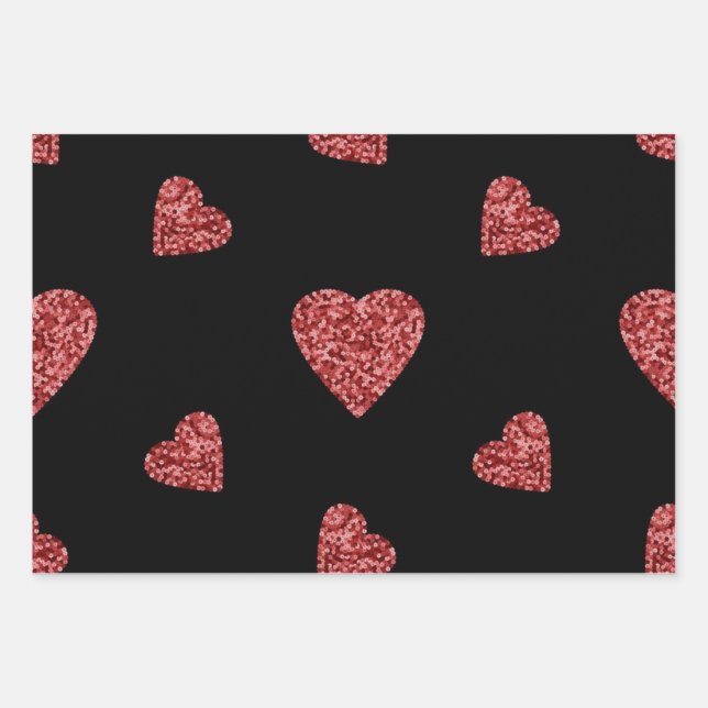 Hearts pattern wrapping paper sheet (Front)