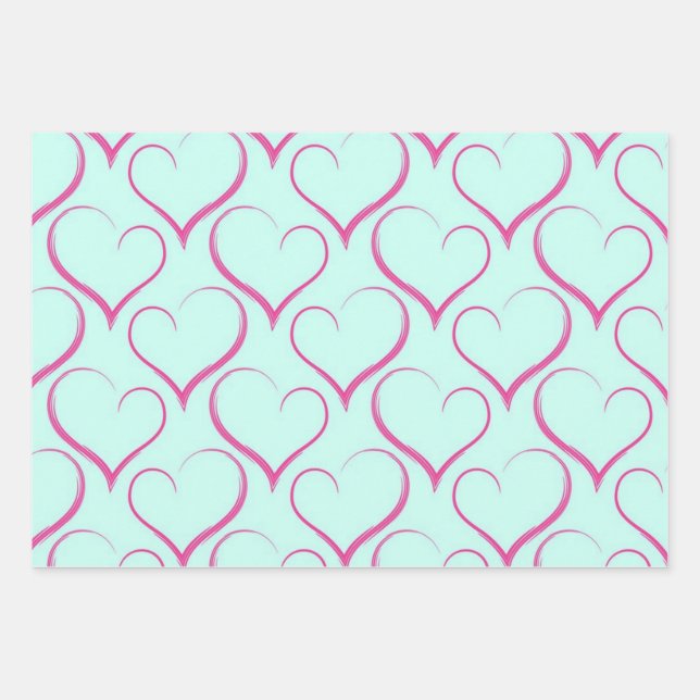 Hearts pattern wrapping paper sheet (Front)