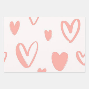 Hearts pattern wrapping paper sheet