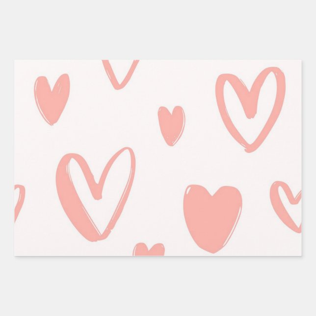 Hearts pattern wrapping paper sheet (Front)