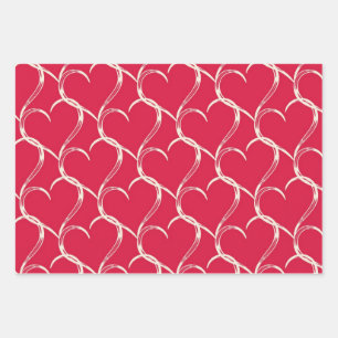 Hearts pattern wrapping paper sheet