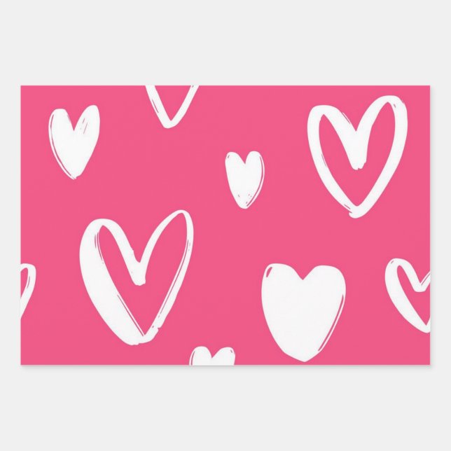 Hearts pattern wrapping paper sheet (Front)