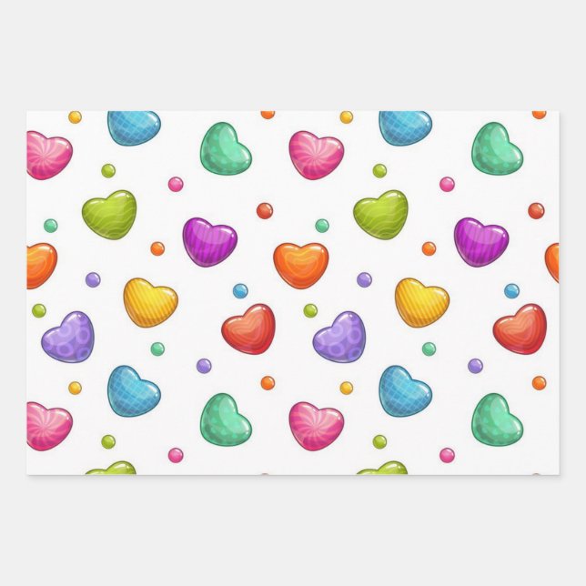 Hearts pattern wrapping paper sheet (Front)