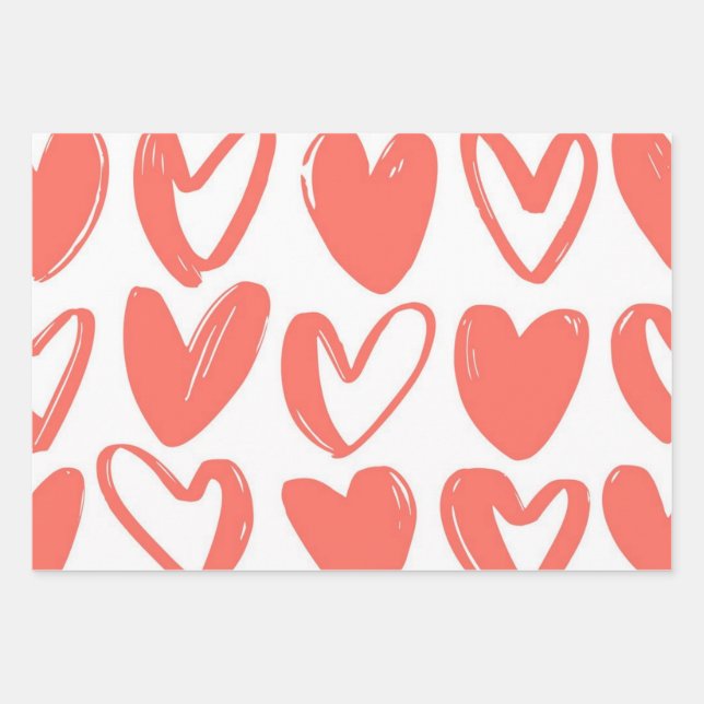 Hearts pattern wrapping paper sheet (Front)