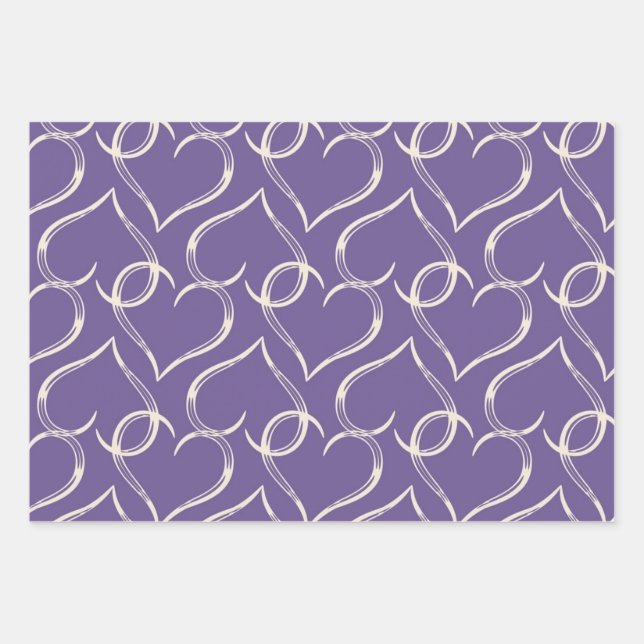 Hearts pattern wrapping paper sheet (Front)