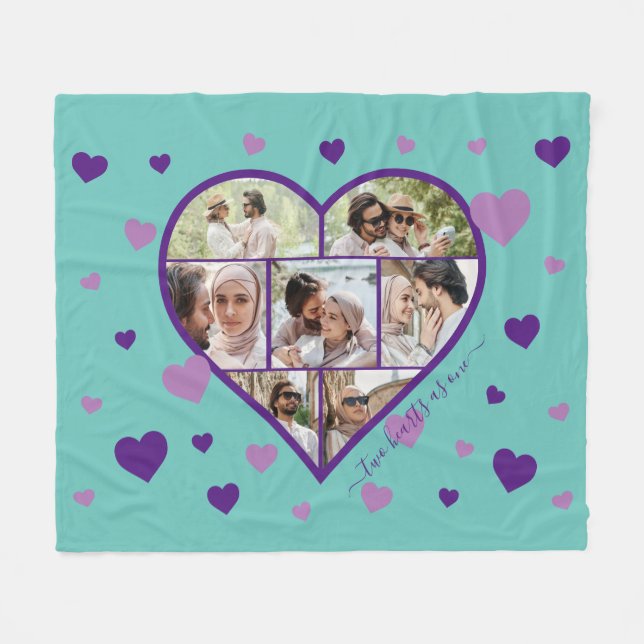 Hearts Photo Collage Fleece Blanket (Front (Horizontal))