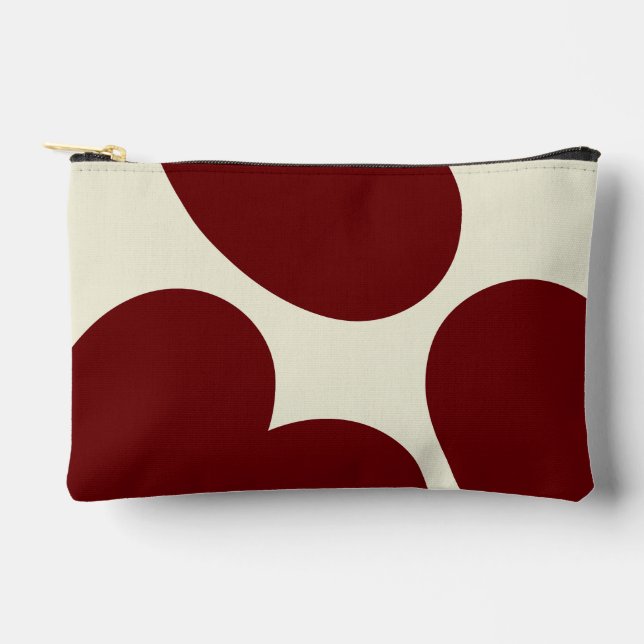 hearts pieces burgandy cream chic stylish accessory pouch (Front)