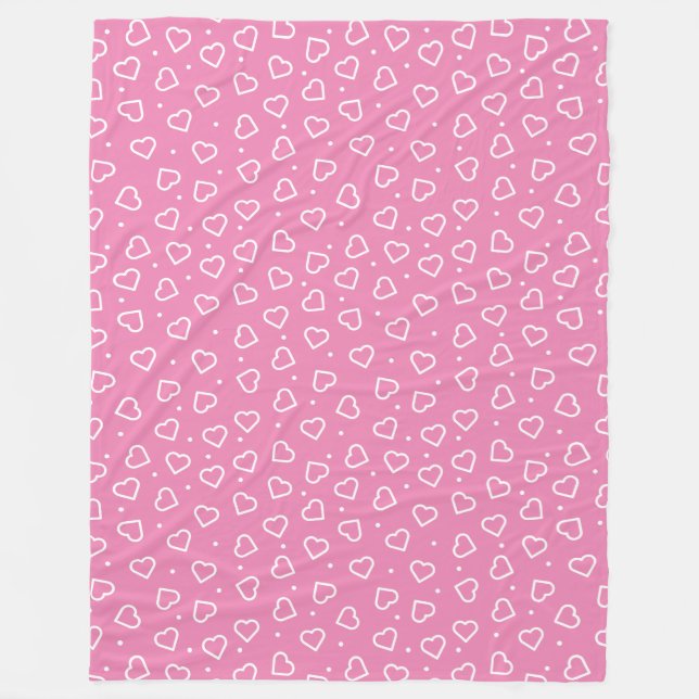 Hearts Pink Fleece Blanket (Front)