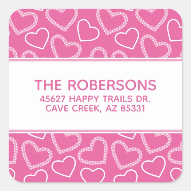 Hearts Pink Return Address Labels (Front)