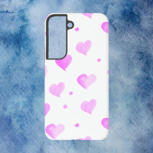 Hearts Pink Watercolor Pattern Samsung Galaxy Case