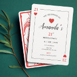 Hearts Playing Card 21st Birthday Invitation<br><div class="desc">Introducing our latest product, the "21st Birthday Playing Card, " the perfect way to celebrate your milestone birthday with a touch of Las Vegas, casino glamour, and art deco style. Our set comes with everything you need to host an unforgettable poker-themed party, including customised playing cards featuring a stunning art...</div>