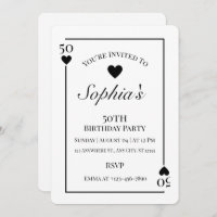 Hearts Playing Card 50th Birthday Party Invitation