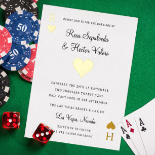 Hearts Playing Card Wedding Gold Foil Invitation