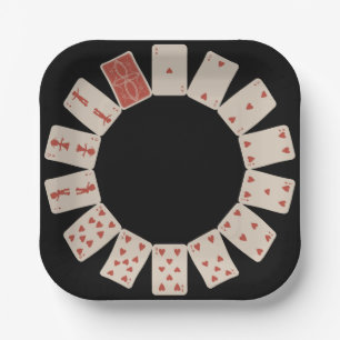 Hearts Playing Cards Circle Paper Plate