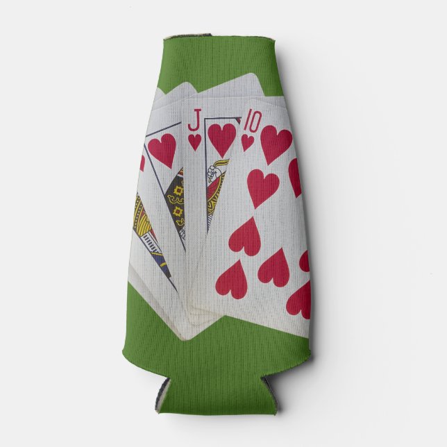Hearts poker hand bottle cooler (Front)