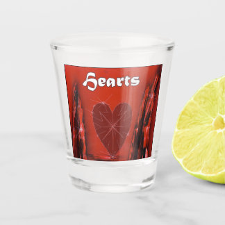 Hearts Poker Playing Card Suit on Red Shot Glass